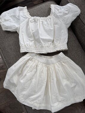 Top and dress set - cream eyelet